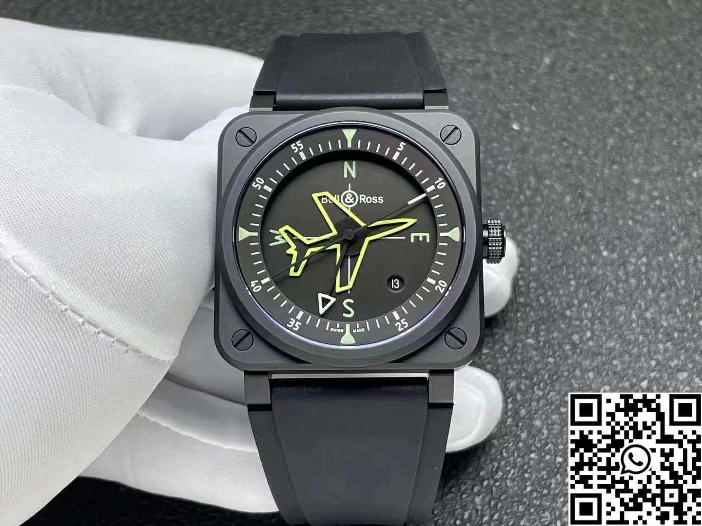 Bell Ross BR 03 Gyrocompass M+ Factory Caramic Case Black Dial Upgraded 1526