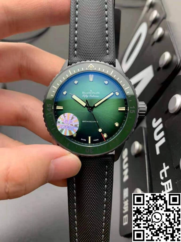 TimelessDesign Blancpain Fifty Fathoms Bathyscaphe Mokkarran 5005 0153 NABA GF Factory Green Dial 1549
