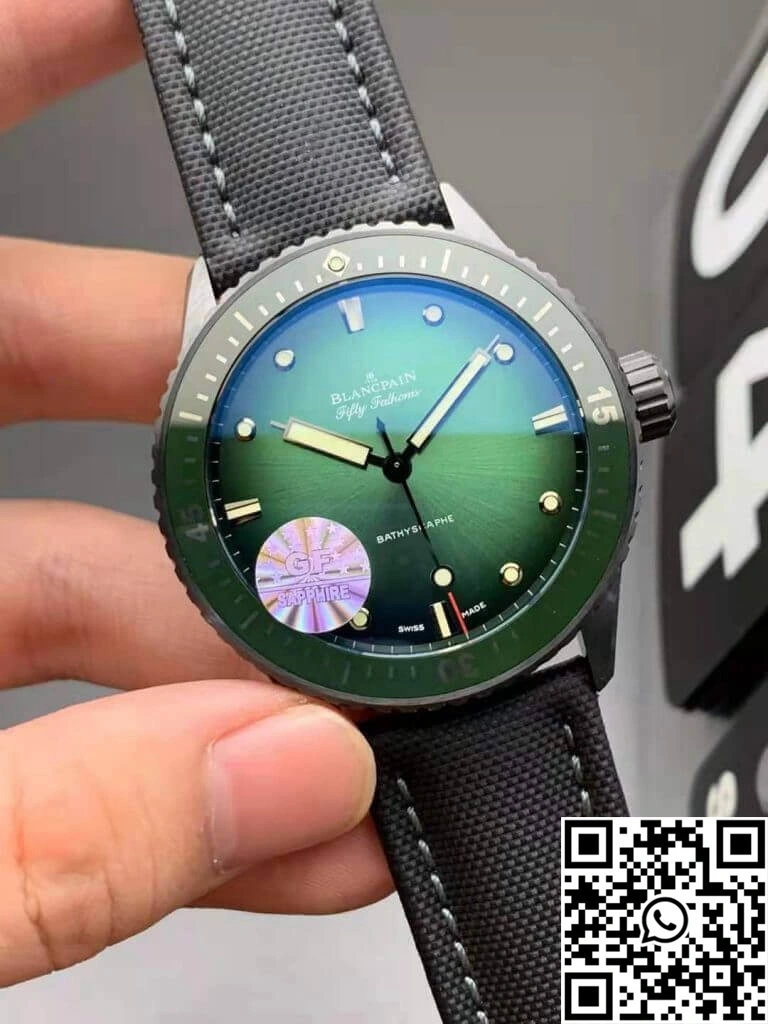 TimelessDesign Blancpain Fifty Fathoms Bathyscaphe Mokkarran 5005 0153 NABA GF Factory Green Dial 1549