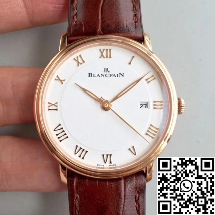Effortless Blancpain Villeret 6651-3642-55B ZF Factory Rose Gold White Dial 1556