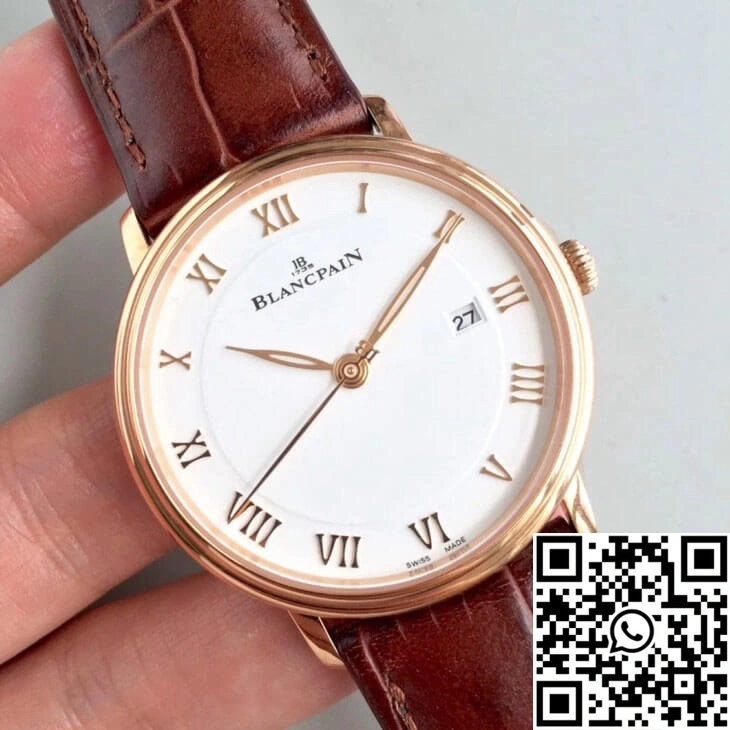 Effortless Blancpain Villeret 6651-3642-55B ZF Factory Rose Gold White Dial 1556