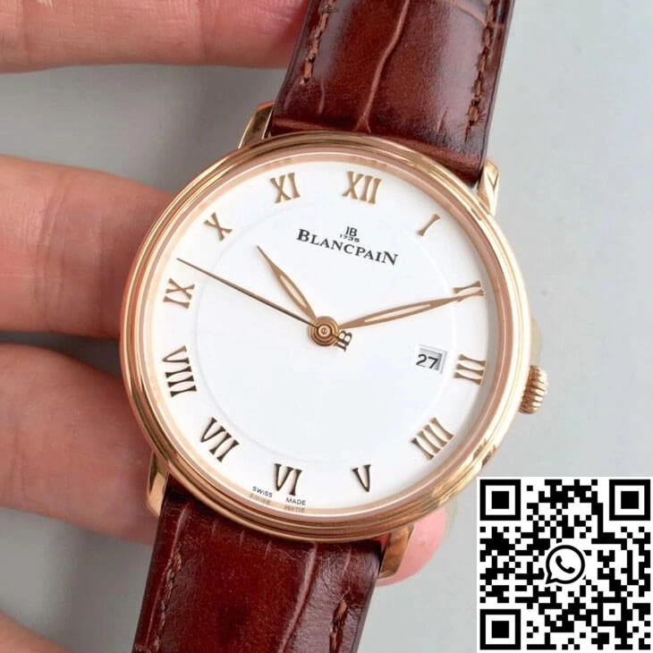 Effortless Blancpain Villeret 6651-3642-55B ZF Factory Rose Gold White Dial 1556