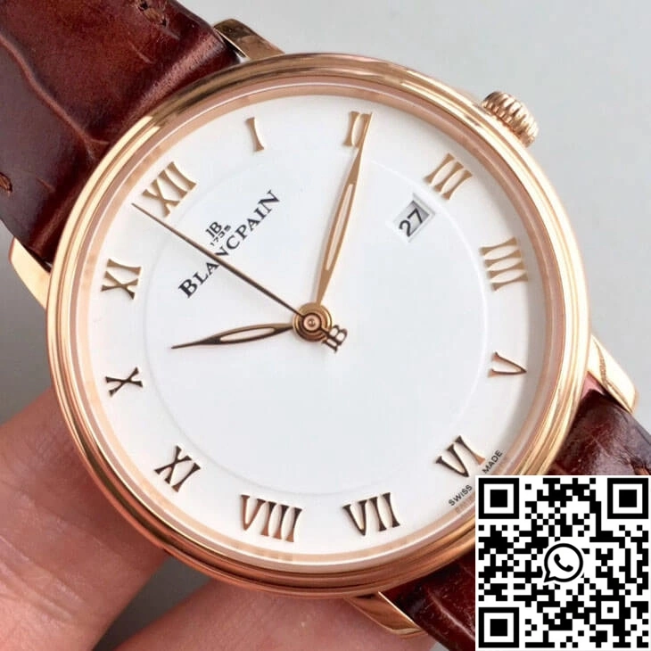 Effortless Blancpain Villeret 6651-3642-55B ZF Factory Rose Gold White Dial 1556