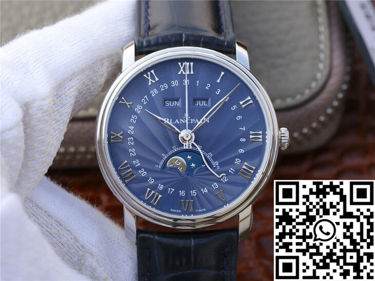 Supportive Blancpain Villeret 6654-1529-55B OM Factory V2 Blue Dial 1552
