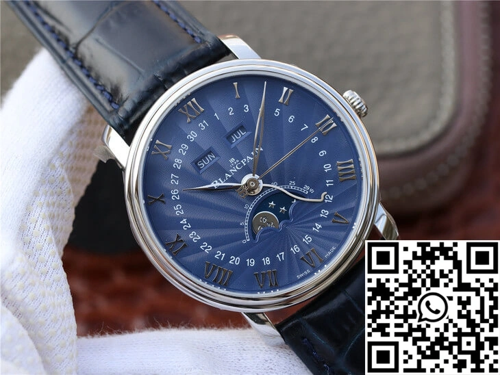 Supportive Blancpain Villeret 6654-1529-55B OM Factory V2 Blue Dial 1552