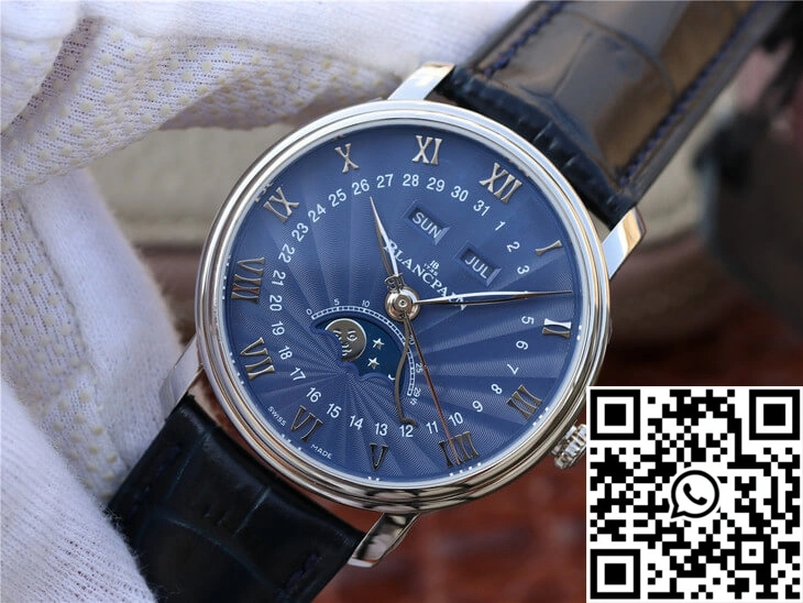 Supportive Blancpain Villeret 6654-1529-55B OM Factory V2 Blue Dial 1552