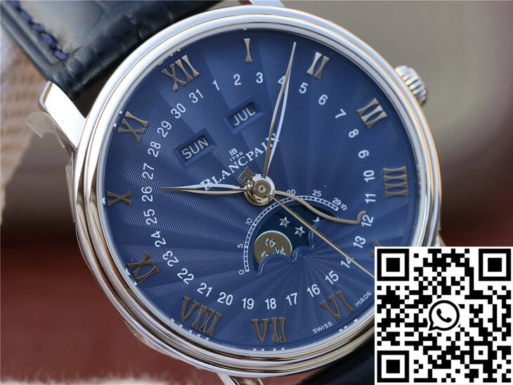 Supportive Blancpain Villeret 6654-1529-55B OM Factory V2 Blue Dial 1552