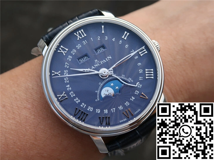 Supportive Blancpain Villeret 6654-1529-55B OM Factory V2 Blue Dial 1552