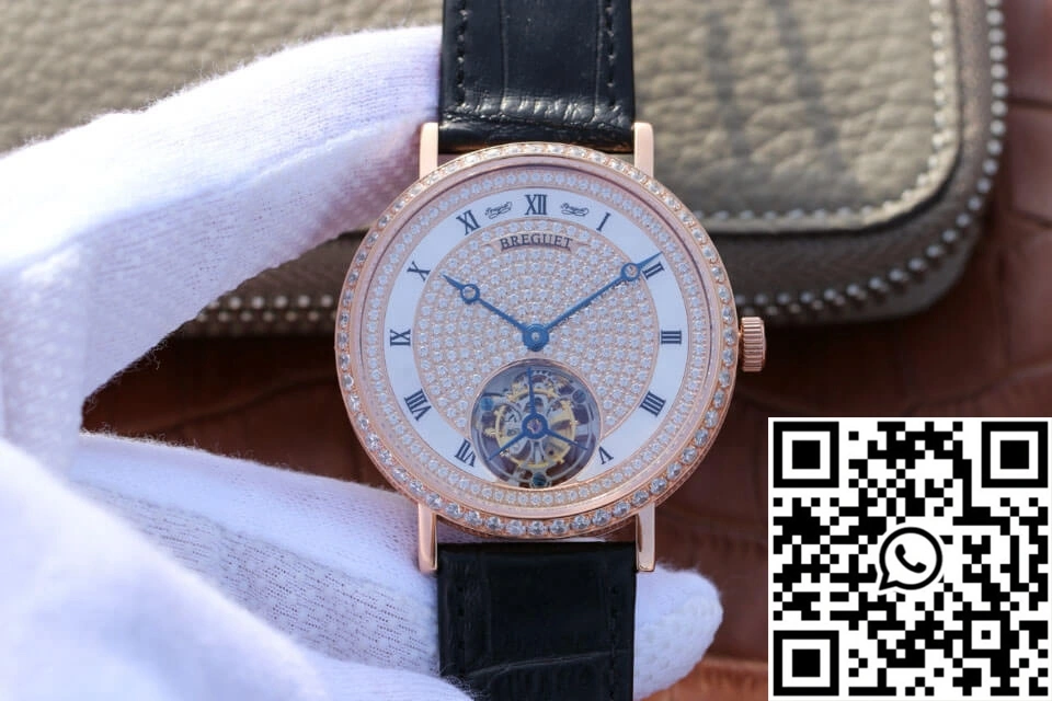 WaterResistant Breguet Classique Ultra-Thin Tourbillon Rose Gold Diamond Dial 1563