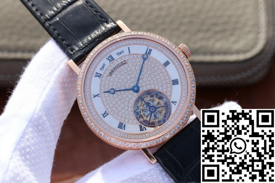 WaterResistant Breguet Classique Ultra-Thin Tourbillon Rose Gold Diamond Dial 1563