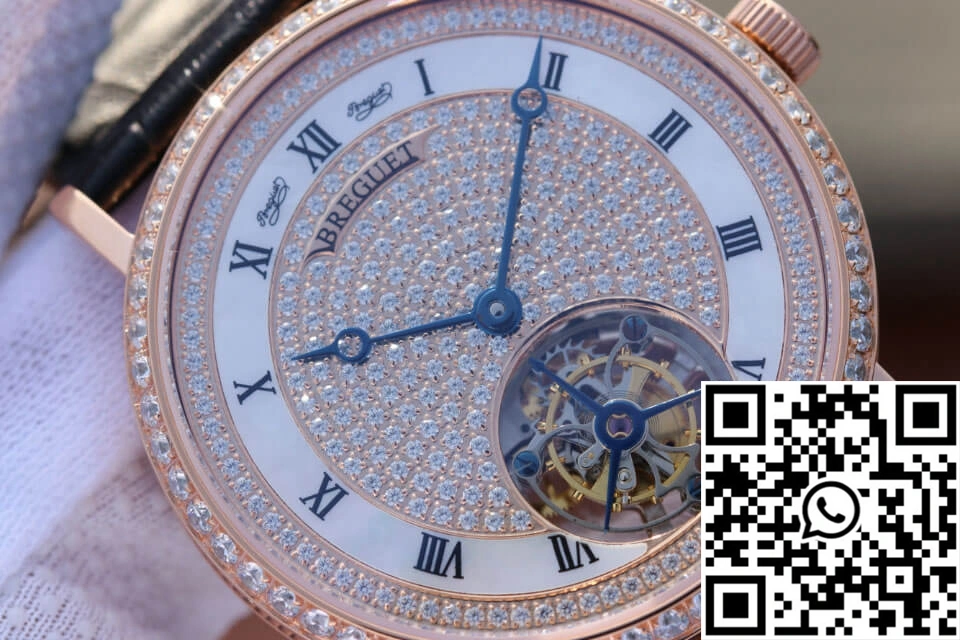 WaterResistant Breguet Classique Ultra-Thin Tourbillon Rose Gold Diamond Dial 1563