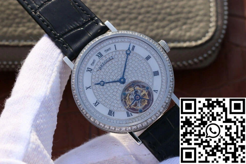 Unisex Breguet Classique Ultra-Thin Tourbillon Stainless Steel Diamond Dial 1574