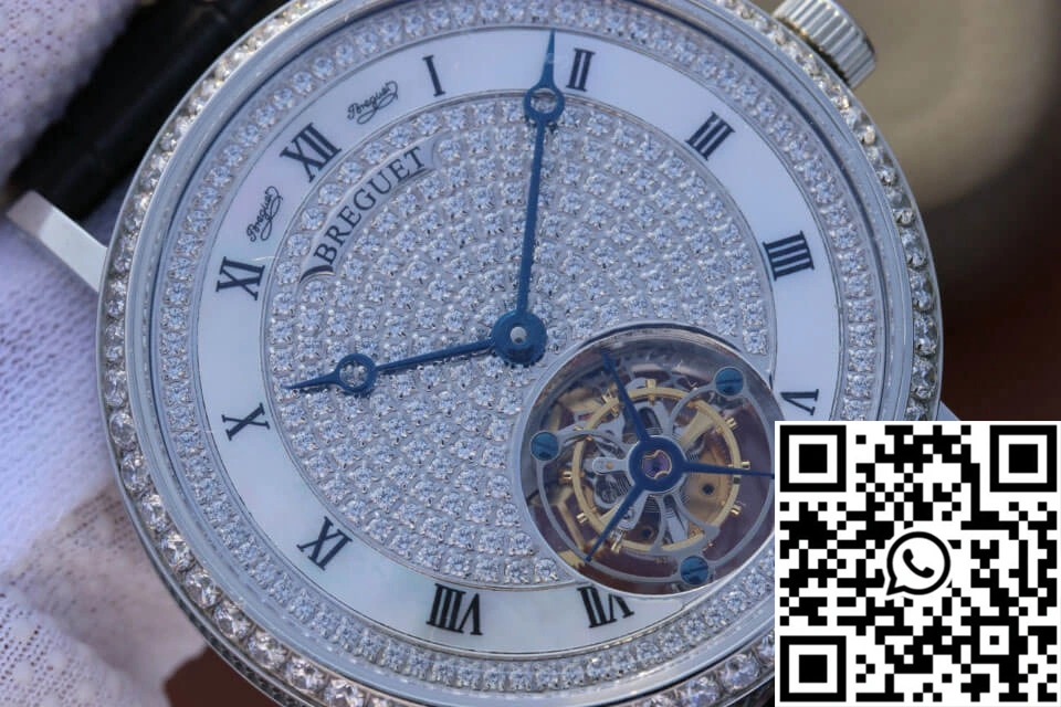 Unisex Breguet Classique Ultra-Thin Tourbillon Stainless Steel Diamond Dial 1574