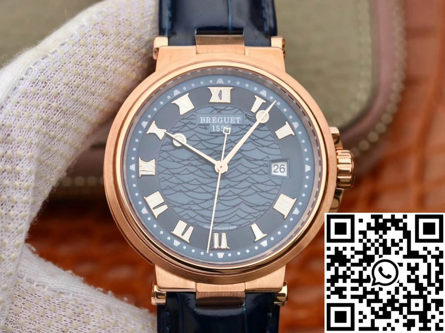 Modern Breguet Marine 5517 V9 Factory Rose Gold Blue Dial 1577