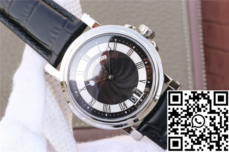 Effortless Breguet Marine 5817 Black Dial Cowhide Strap 1575