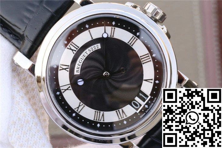 Effortless Breguet Marine 5817 Black Dial Cowhide Strap 1575