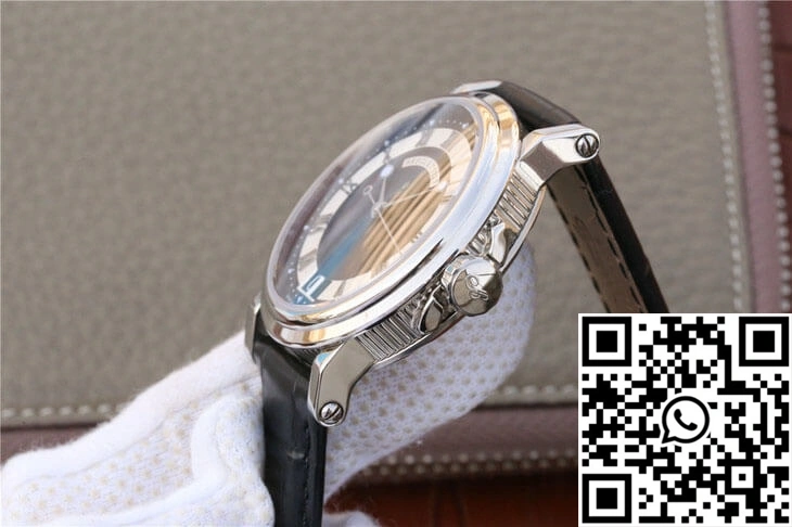 Effortless Breguet Marine 5817 Black Dial Cowhide Strap 1575