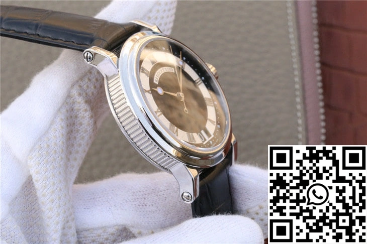 Effortless Breguet Marine 5817 Black Dial Cowhide Strap 1575