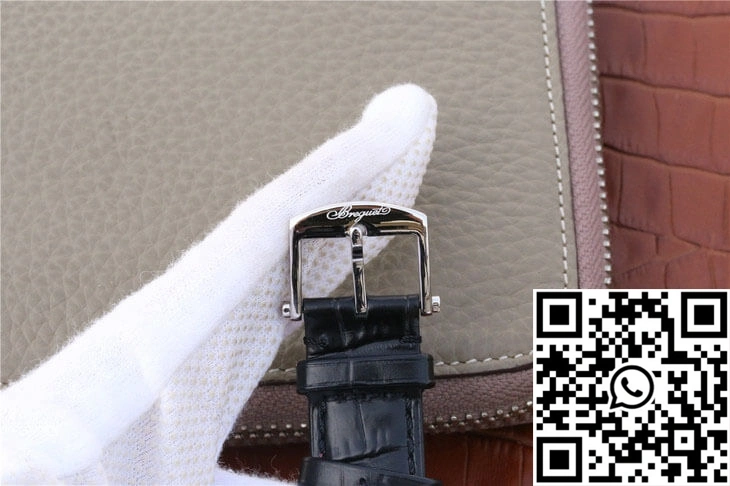 Effortless Breguet Marine 5817 Black Dial Cowhide Strap 1575