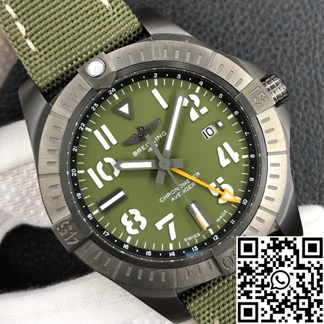 Reliable Breitling Avenger Automatic GMT 45 Night Mission V323952A1L1X1 GF Factory Green Dial 1582