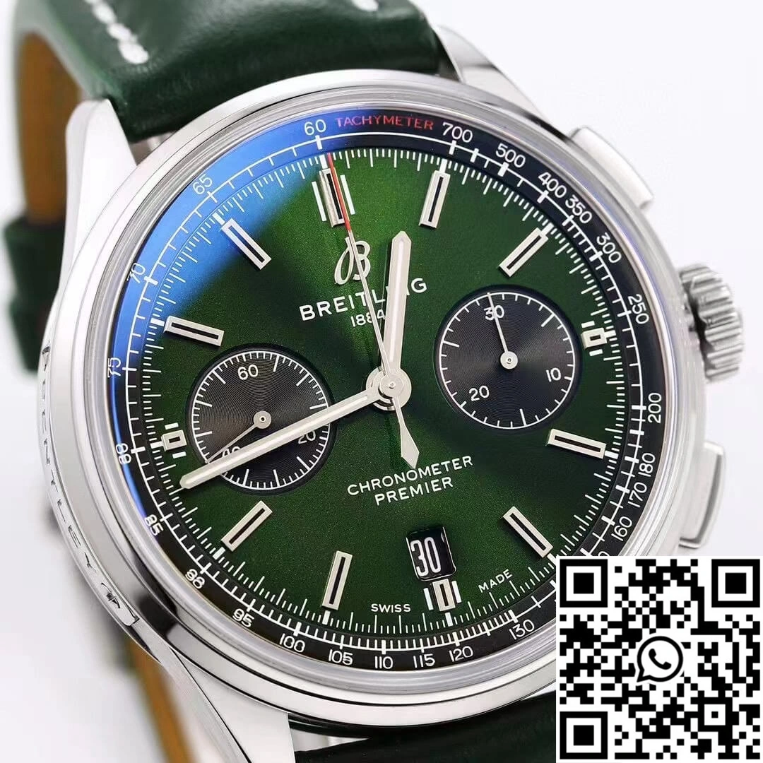 Modern Breitling Premier B01 Chronograph AB0118A11L1X1 GF Factory V2 Green Dial 1601