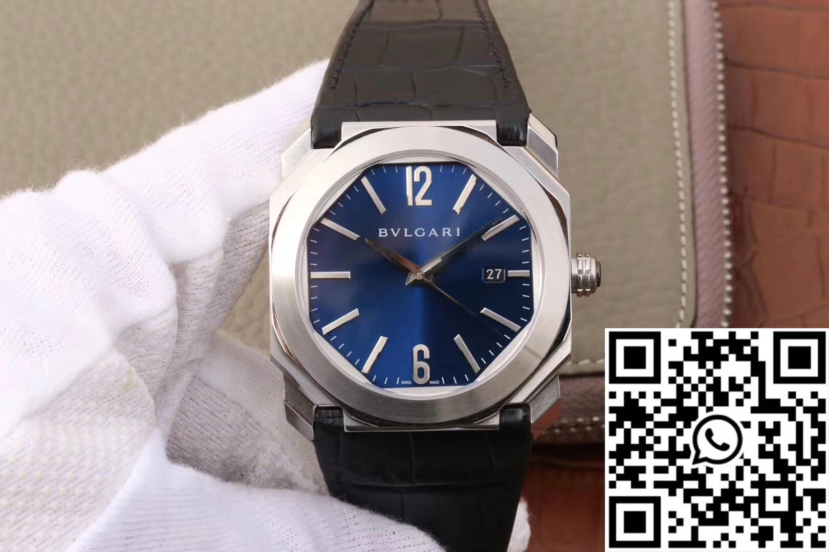 Packable Bvlgari Octo 102429 BGO38C3SLD Dark Blue Dial 1641