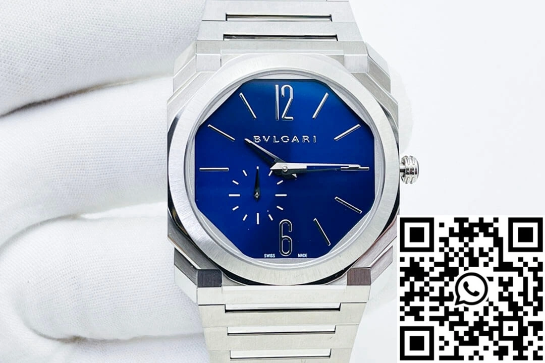 Sporty Bvlgari Octo Finissimo 103431 BV Factory Stainless Steel Blue Dial 1645