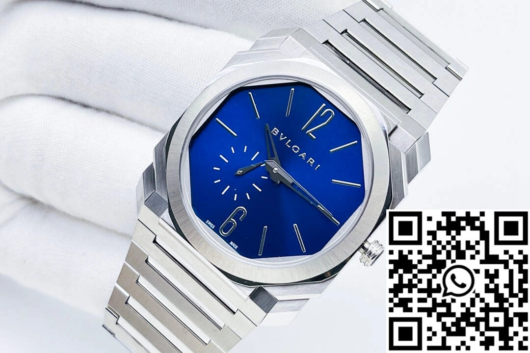 Sporty Bvlgari Octo Finissimo 103431 BV Factory Stainless Steel Blue Dial 1645