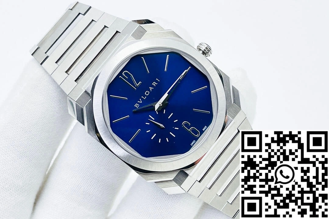 Sporty Bvlgari Octo Finissimo 103431 BV Factory Stainless Steel Blue Dial 1645