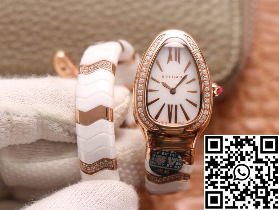 Resilient Bvlgari Serpenti 102202 BV Factory Rose Gold White Dial 1671