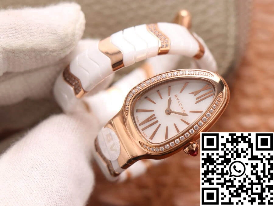 Resilient Bvlgari Serpenti 102202 BV Factory Rose Gold White Dial 1671