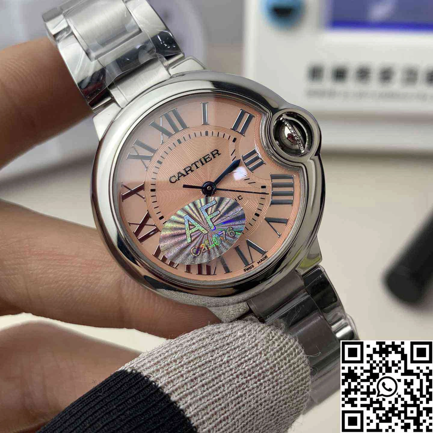 Supportive Cartier Ballon Bleu AF Factory WSBB0052 33mm Full Steel Roman Numerals Pink Dial 1384