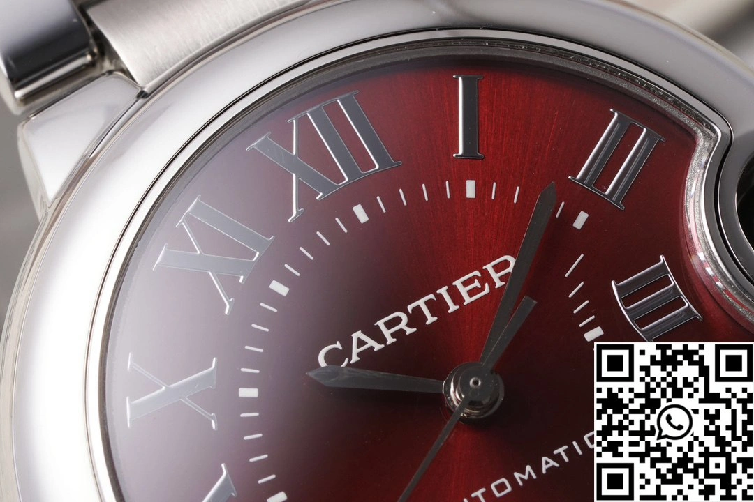 Bright Cartier Ballon Bleu AF Factory WSBB0052 33mm Full Steel Roman Numerals Red Dial 1345