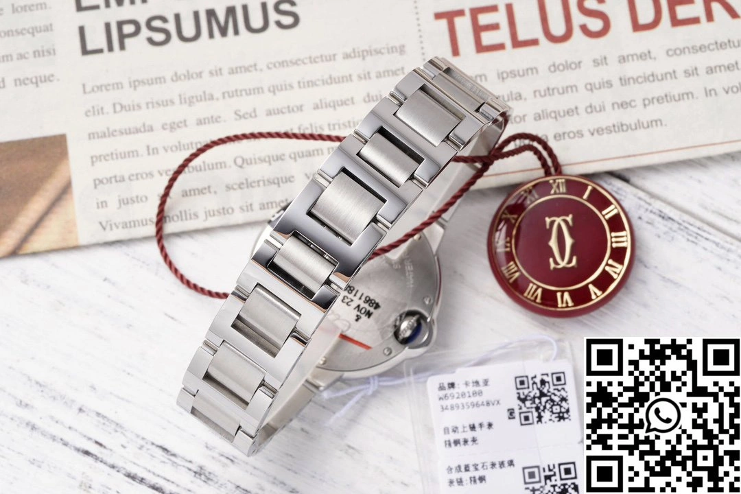 Bright Cartier Ballon Bleu AF Factory WSBB0052 33mm Full Steel Roman Numerals Red Dial 1345