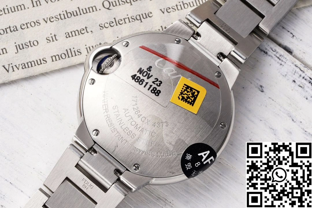 Bright Cartier Ballon Bleu AF Factory WSBB0052 33mm Full Steel Roman Numerals Red Dial 1345
