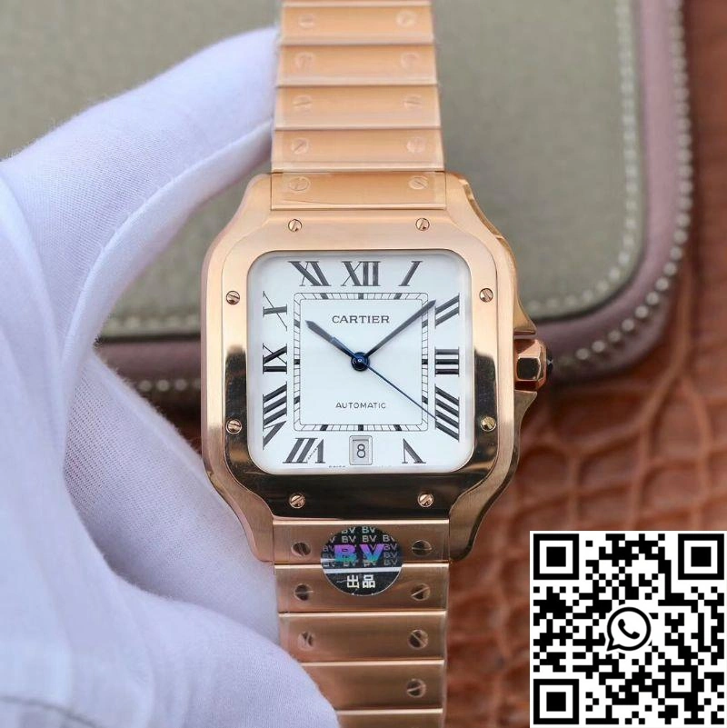 Cartier De Santos 40mm BV Factory 18K Rose Gold Case White Dial Efficient 1464