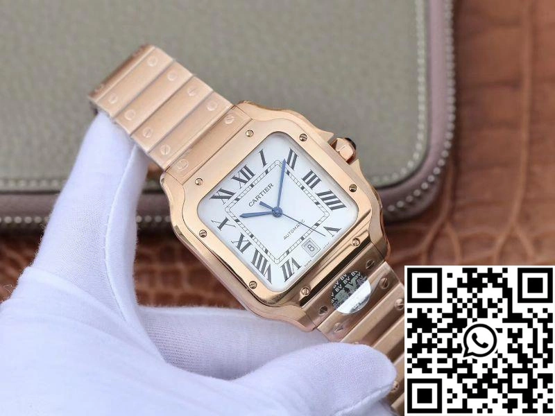 Cartier De Santos 40mm BV Factory 18K Rose Gold Case White Dial Efficient 1464