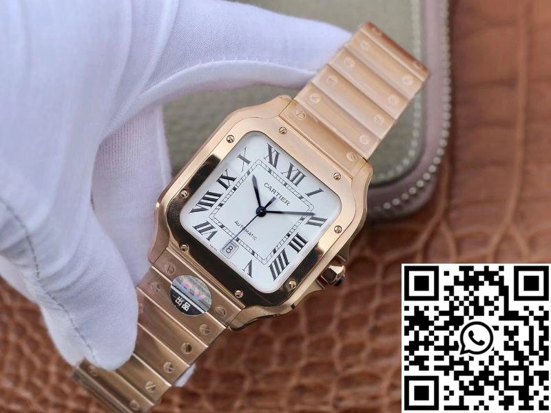 Cartier De Santos 40mm BV Factory 18K Rose Gold Case White Dial Efficient 1464