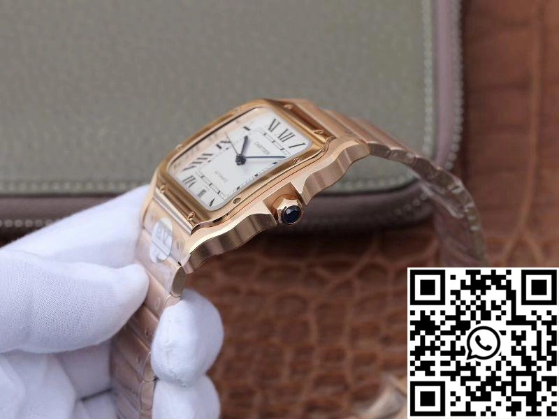Cartier De Santos 40mm BV Factory 18K Rose Gold Case White Dial Efficient 1464