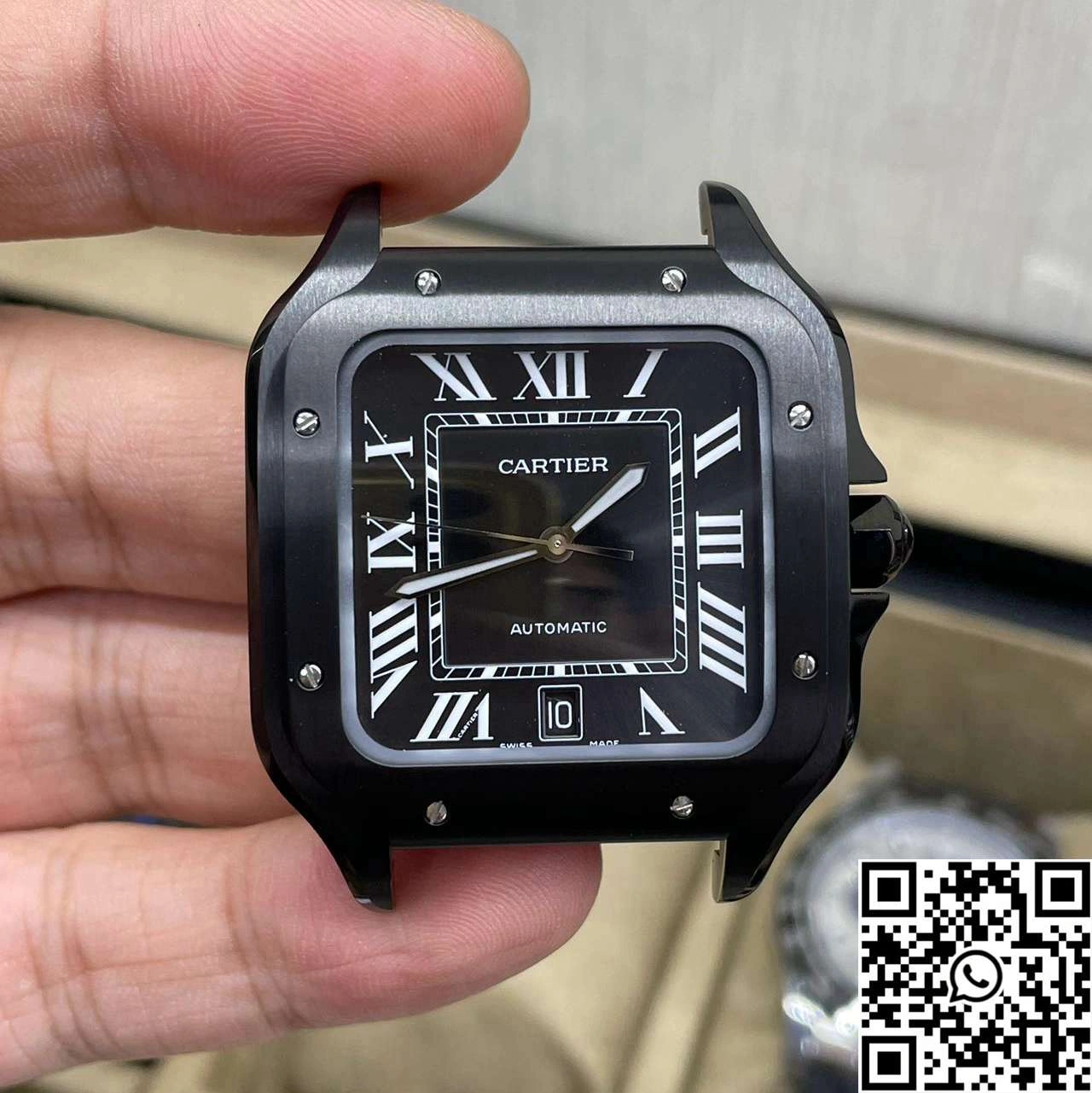Affordable Cartier De Santos CRWSSA0039 BV Factory Black Dial Rubber Band 1468