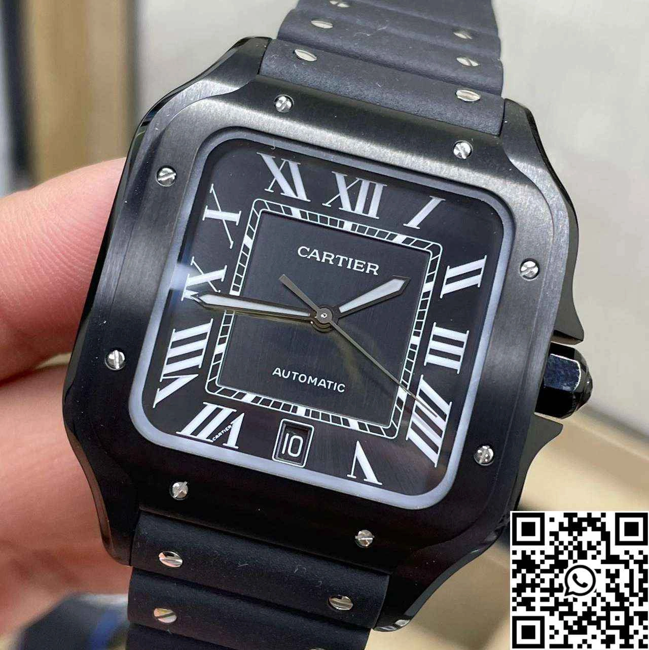 Affordable Cartier De Santos CRWSSA0039 BV Factory Black Dial Rubber Band 1468