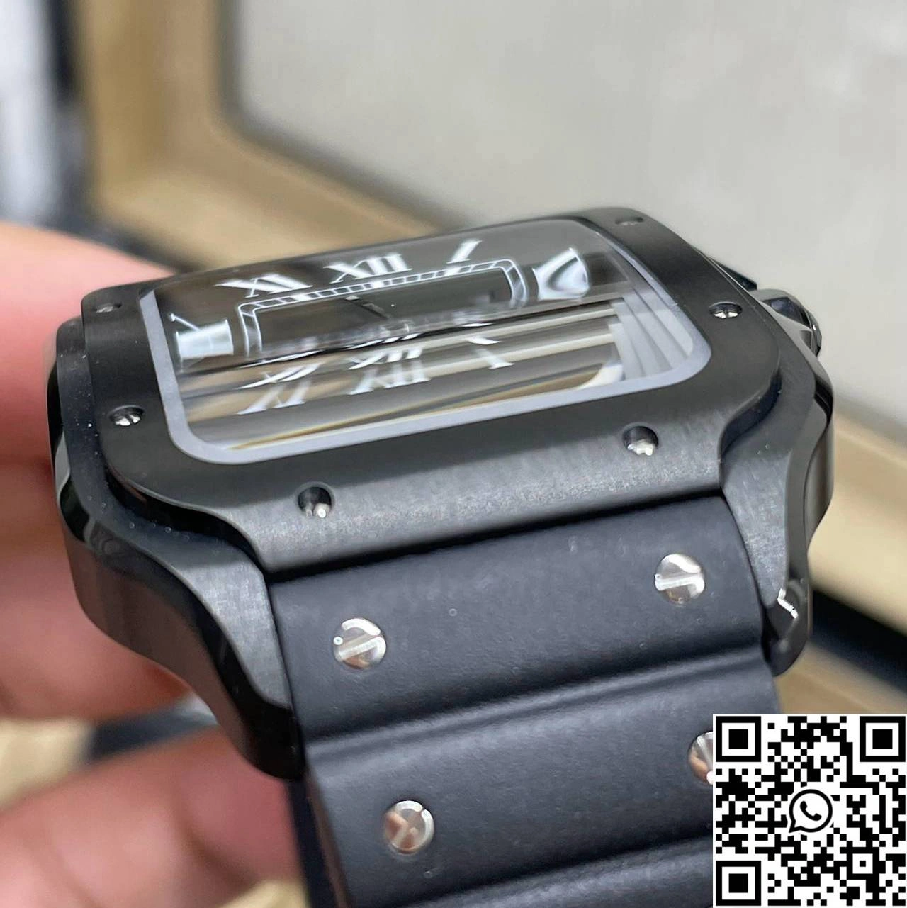 Affordable Cartier De Santos CRWSSA0039 BV Factory Black Dial Rubber Band 1468