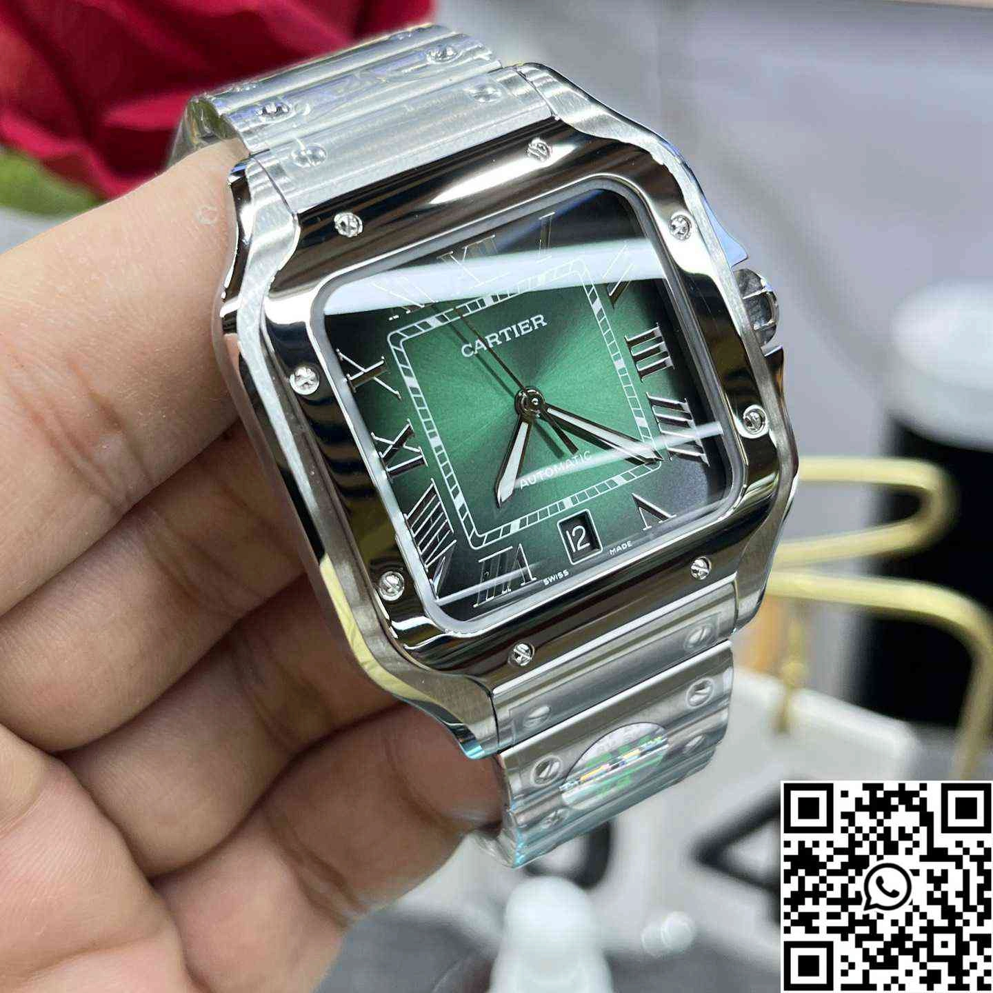Cartier De Santos CRWSSA0061 BV Factory Green Dial Supportive 1485
