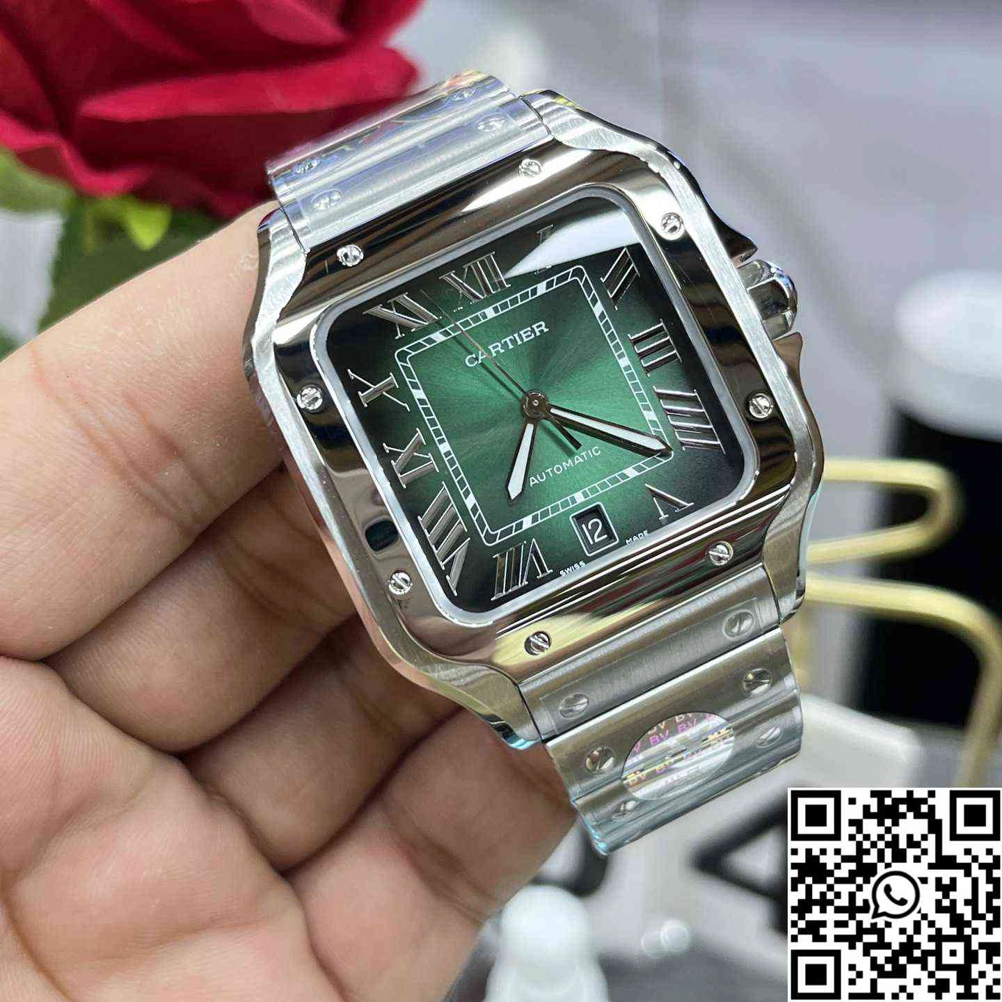 Cartier De Santos CRWSSA0061 BV Factory Green Dial Supportive 1485