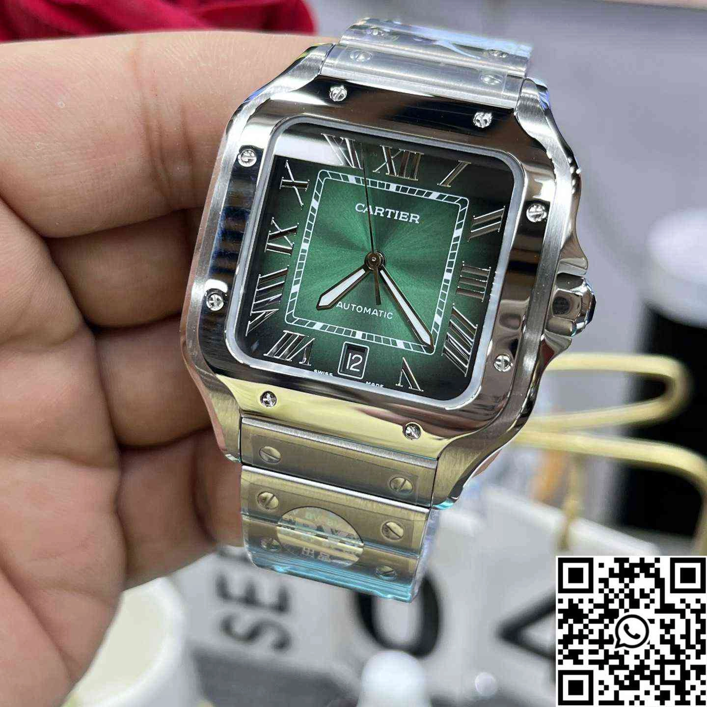 Cartier De Santos CRWSSA0061 BV Factory Green Dial Supportive 1485