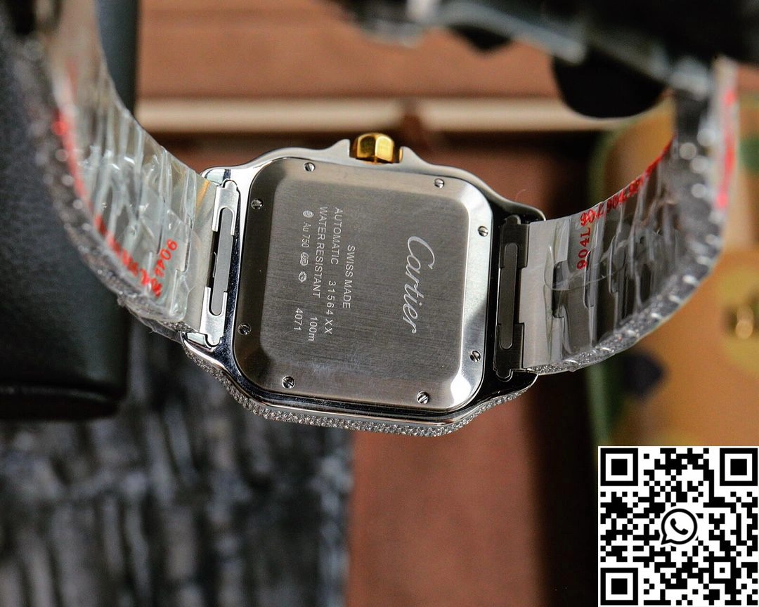 Attractive Cartier De Santos Full Diamond AMG Factory Rose Gold Arabic Dial 1470