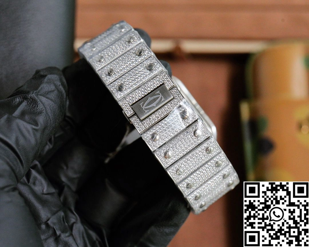 Cartier De Santos Full Diamond AMG Factory White Dial Thermal 1477
