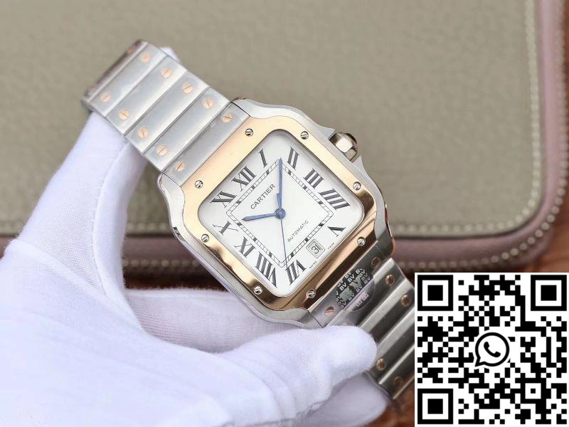 Stretchable Cartier De Santos W2SA0006 BV Factory White Dial 1459