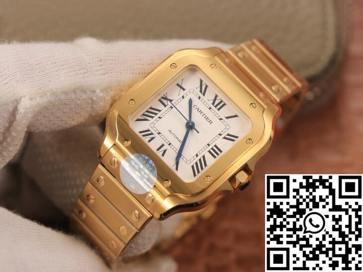 Cartier De Santos WSSA0010 BV Factory 18K Gold White Dial Supportive 1484