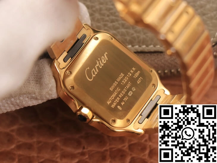 Cartier De Santos WSSA0010 BV Factory 18K Gold White Dial Supportive 1484